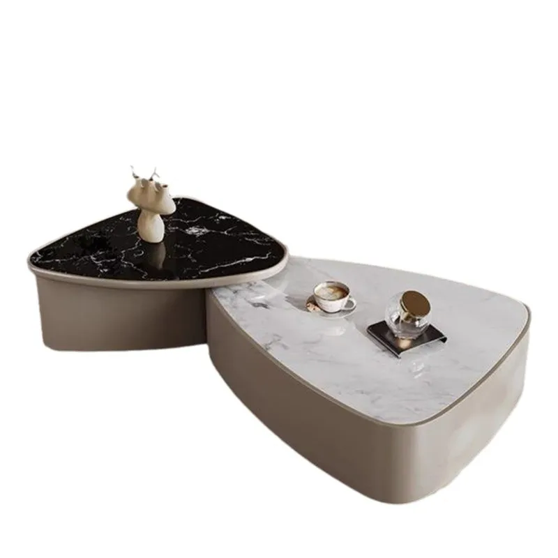 Italian minimalist triangle coffee table combination retractable small apartment living room home microcrystalline stone medieva