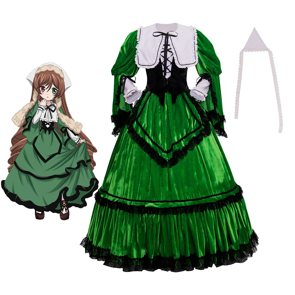 

Suiseiseki Cosplay Green Dress Anime Rozen Maiden Costume Women Fantasia Princess Ball Gown Halloween Comic Con Suit