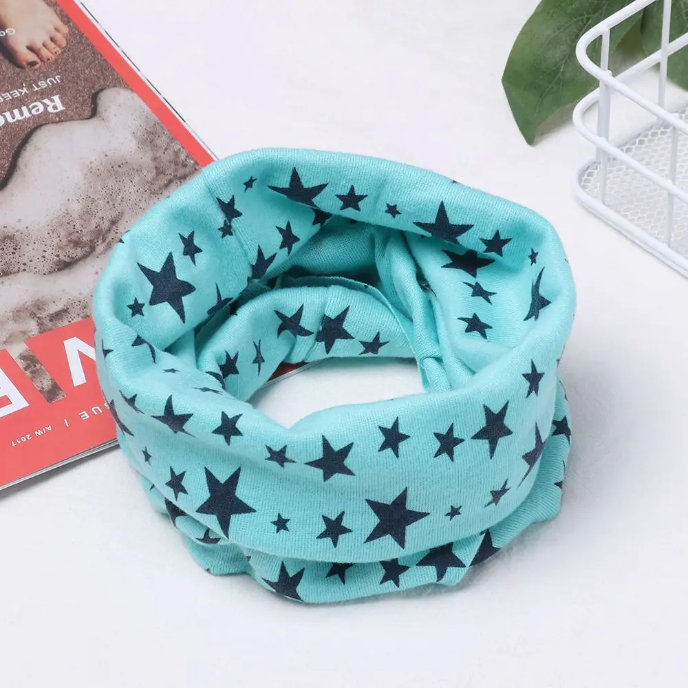 9 Colors Long Scarf Face Bandana Mask Neck Warmer Stars Printed Snood Collar Scarves Children Cotton Scarf