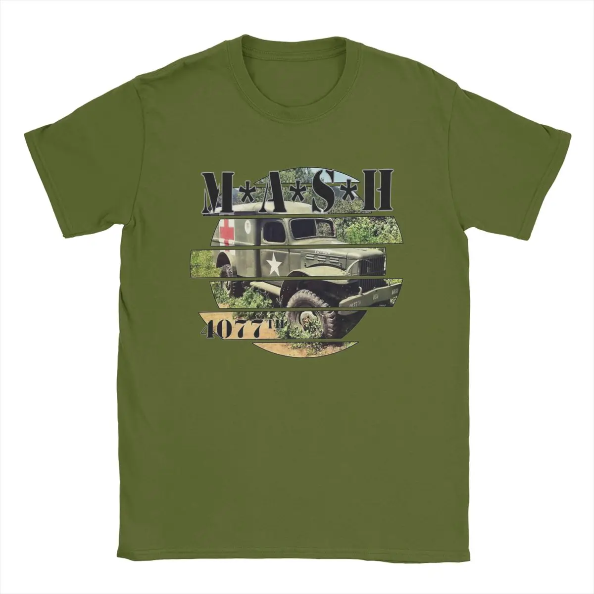Men Mash 4077 TV Show T Shirt Pure Cotton Clothes Vintage Short Sleeve Round Collar Tee Shirt Graphic T-Shirt