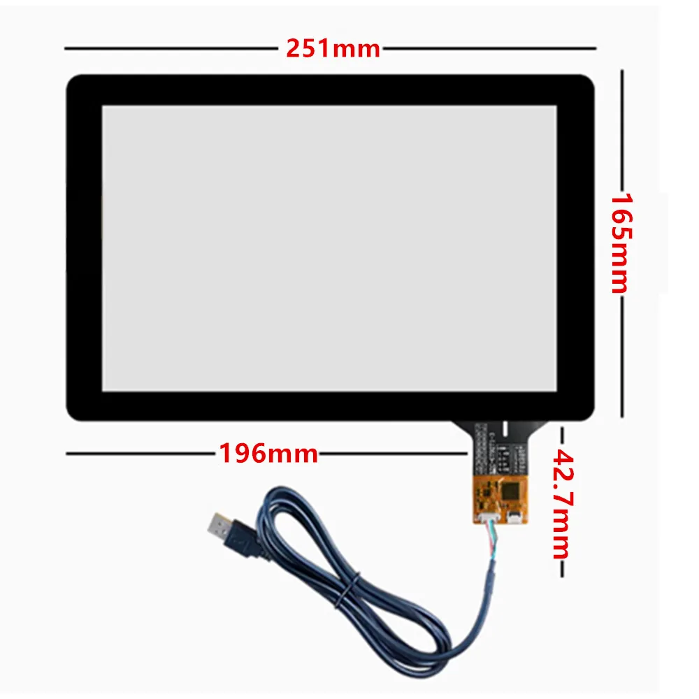 

10,1-дюймовый 251 мм * 165 мм 6-контактный емкостный сенсорный экран USB Plug Play промышленное управление медицинское оборудование мультимедийное сенсорное замена