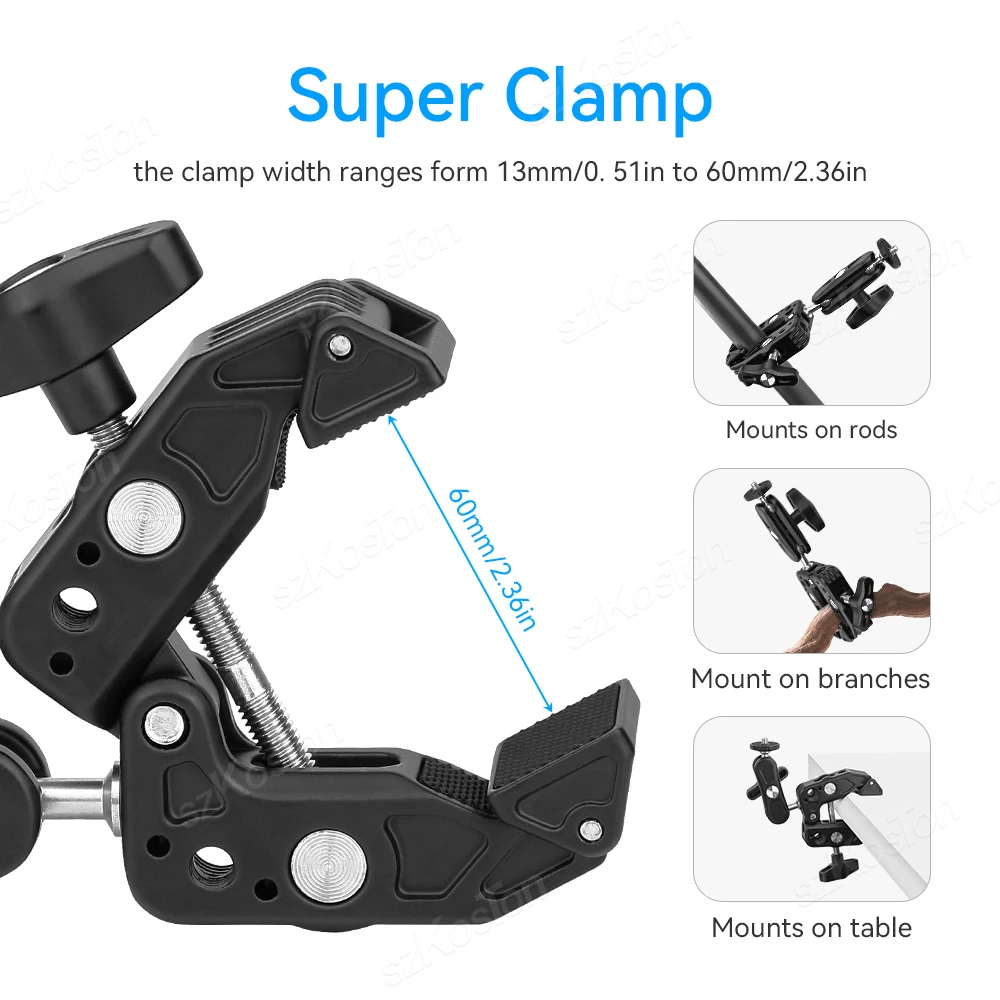 1/4 3/8 Thread Super Clamp Magic Arm Multi-function Ball Head Clamp for Canon Nikon Sony Speedlight Monitor Flash Go Pro