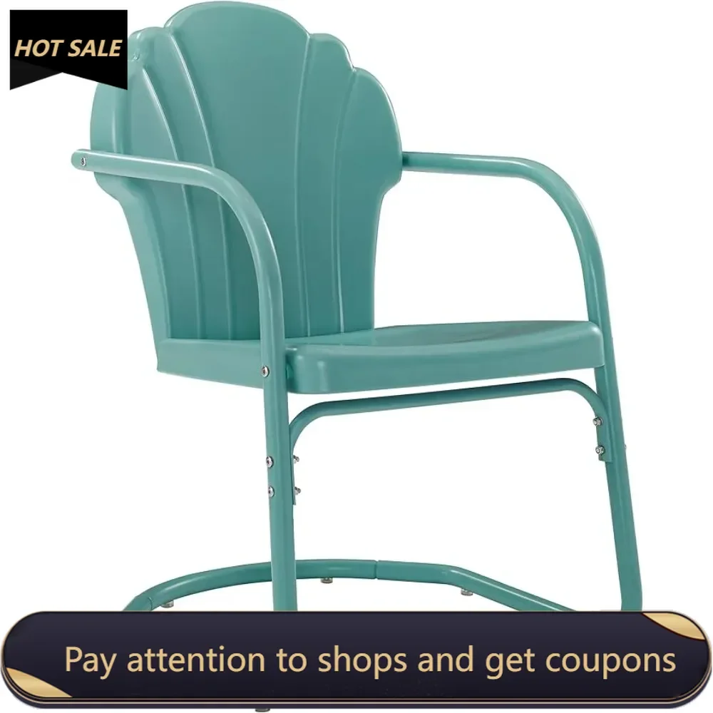 Tulip Retro Outdoor Metal 2-Piece Armchair Set Outdoor Garden Living Room Sets Furniture Pastel Blue Satin Freight Free