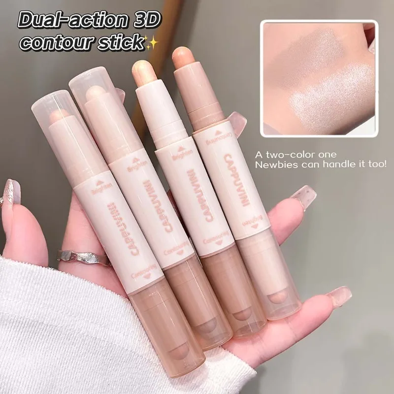 Dual-Use Contour Stick Moisturizing Matte Concealer Smooth Lasting Nose Shadow Waterproof Face Highlight Brighten Contour Makeup
