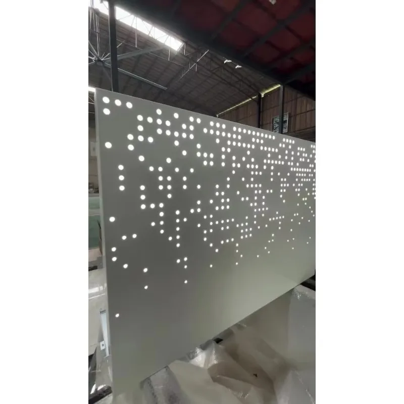 1.5mm Light Emitting Diode Perforated Aluminum Veneer Column Perforated Metal Facade Panel Wall Panel with Light Emitting Diode