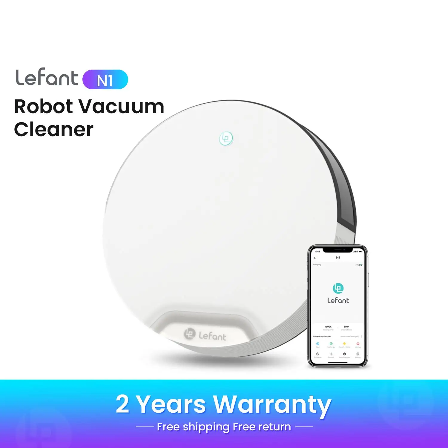 Lefant N1 Roboter-Staubsauger, 4500Pa starke Saugkraft, 165 Minuten Laufzeit, automatische Selbstaufladung, Wi-Fi/App/Alexa-Steuerung