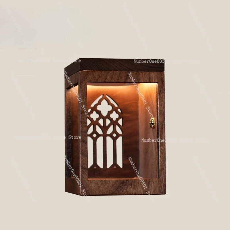 

Solid Wood Induction Lighting Display Shelf Retro Style Blind Box Figure Display Case