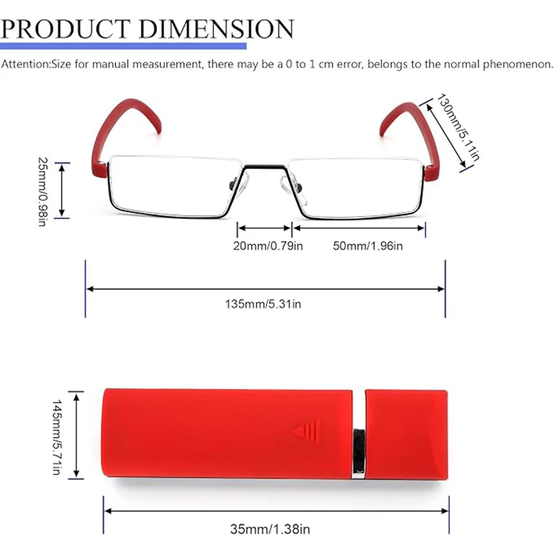 Premium Semi-rim Reading Glasses for Seniors Exquisite  , Comfort Elderly Eyewear Equipped With Retractable Storage Case
