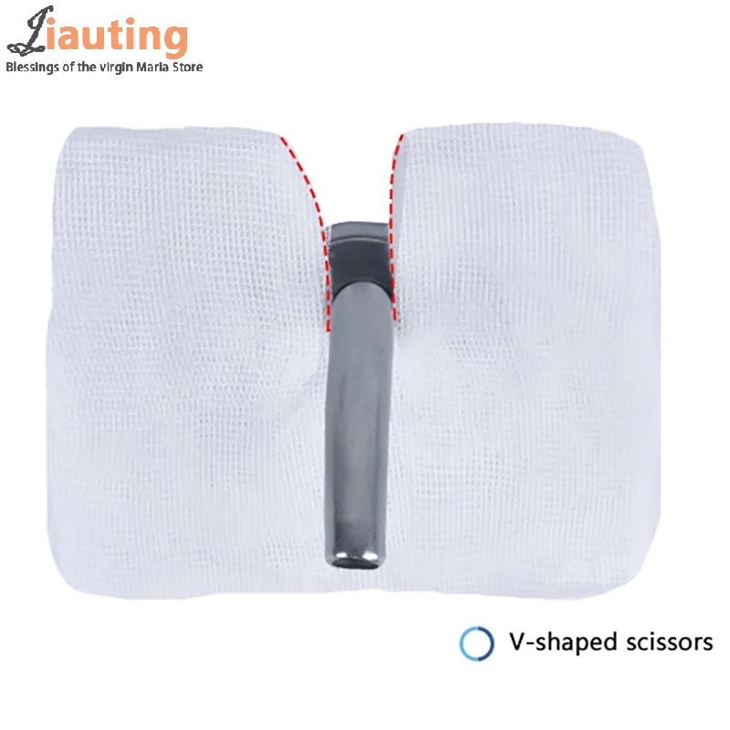 2pcs/bag Medical Gas Cutting Gauze Block Tracheotomy Patient Specific V-shaped Opening Disposable Sterile Degreasing