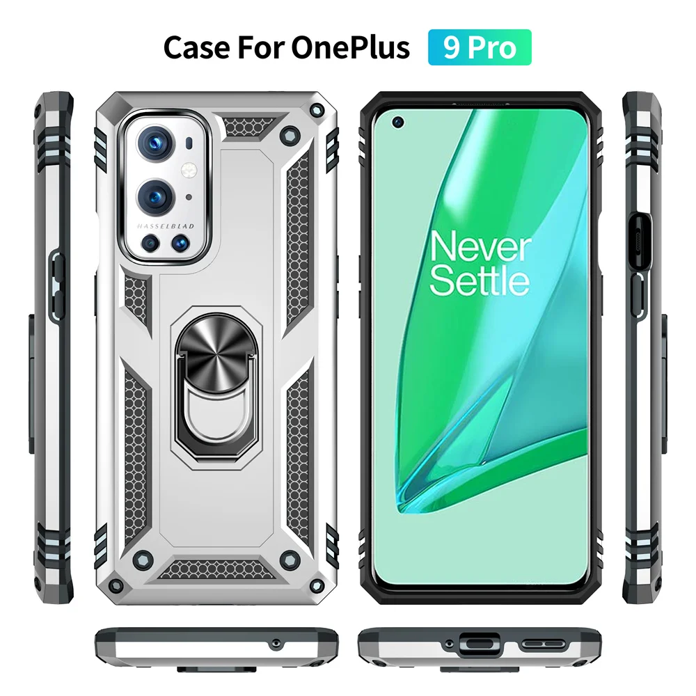 Military Grade Shockproof Ring Kickstand Armor Case For OnePlus 7 Pro/9/9 Pro Heavy Duty Defender Finger Ring Case