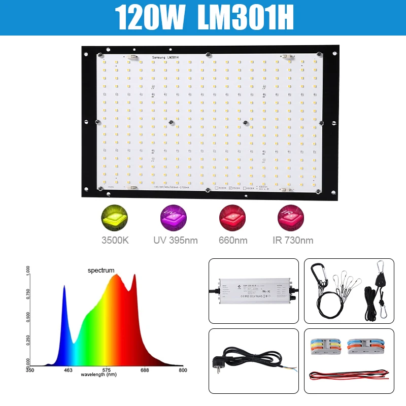 Quantum led board Samsung lm301h 120w full spectrum diy led grow lights 3000K 3500K 4000K deep red 660nm UV IR LED Chips