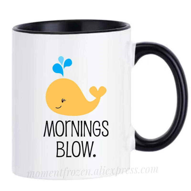 I Hate Mornings Blow Whale Mugs Tea Coffee Cups Creative Milk Drinkware Personality Morph Coffeeware Home Decor Birthday Gifts