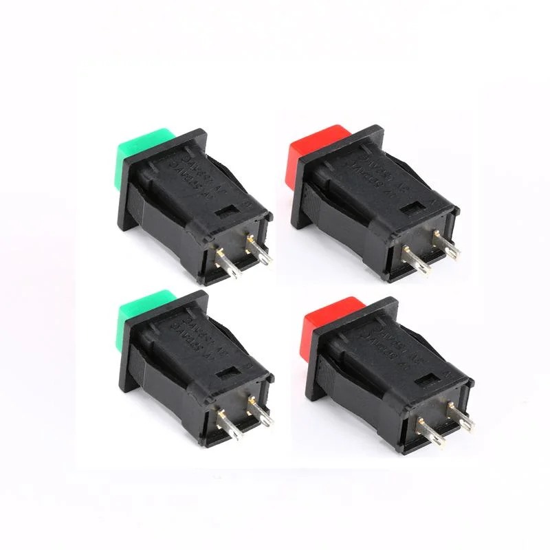 10PCS DS-429  Self-locking/Reset Red/Green Push Button ON-OFF Square 14mm Switch 1A/250VAC 3A 125V DS429B