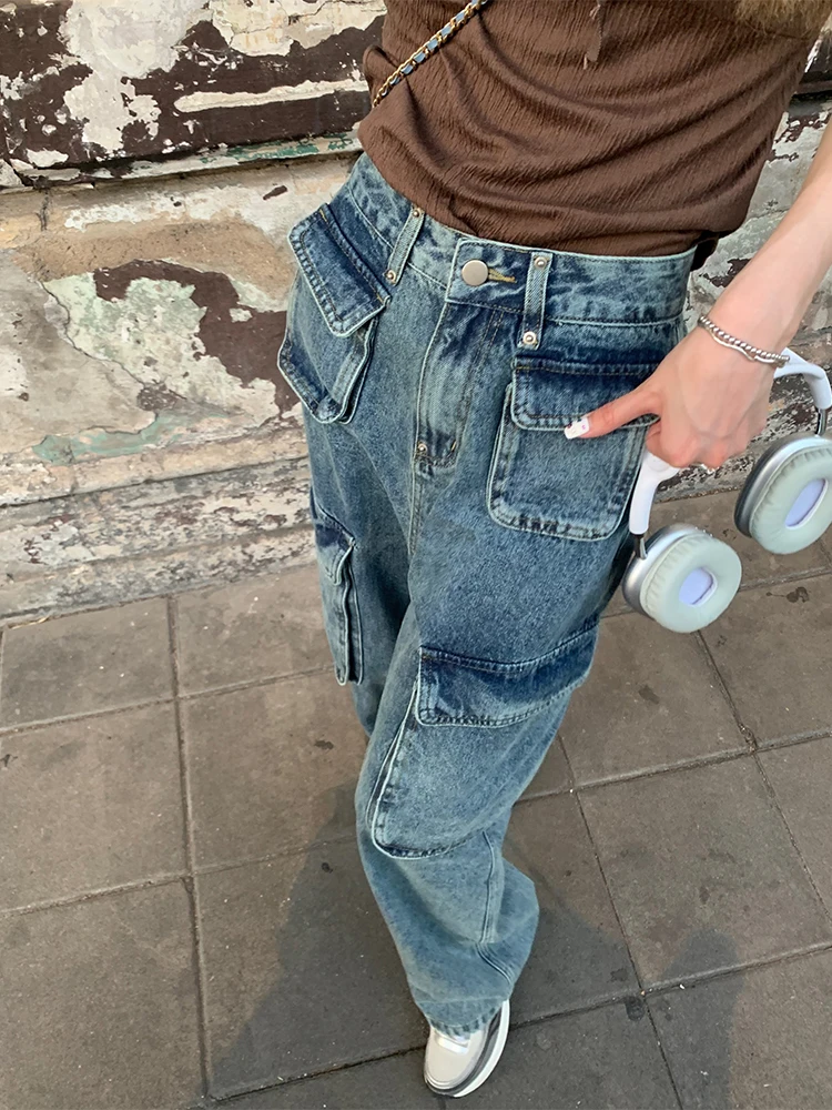 

Стильные повседневные джинсовые брюки для девушек, универсальные, с высокой талией, на молнии, летние