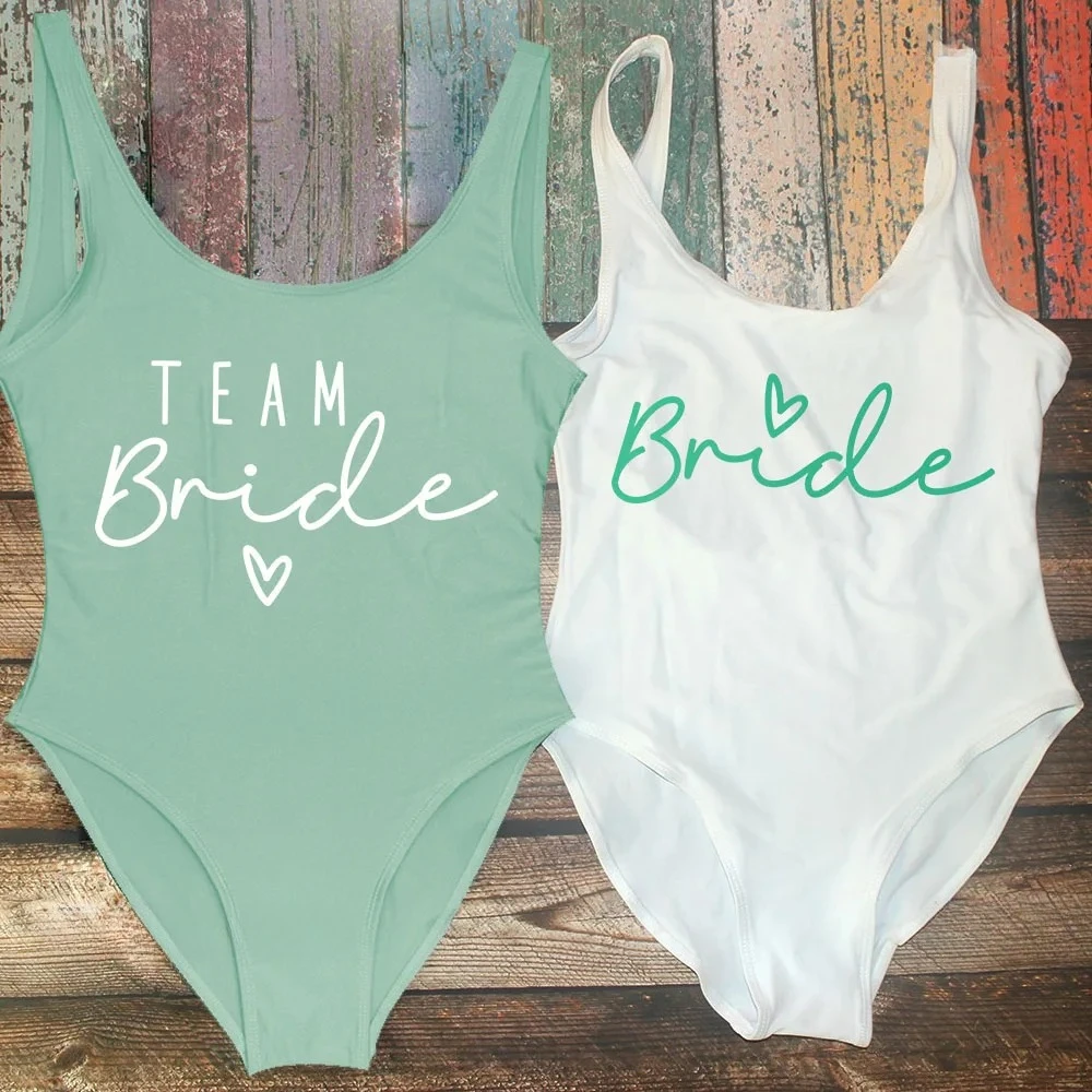 Traje de baño de una pieza con estampado verde para novia, traje de baño para mujer, traje de baño para despedida de soltera, ropa de baño de verano