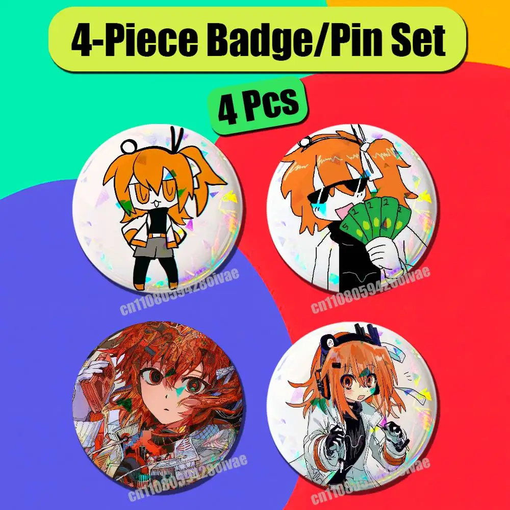 4 Pcs Set Round Button Emblem Laser Film Cosplay 25mm Custom For Adachi Rei Badge Pin Insignia Cover 44mm 58mm 75mm 32mm
