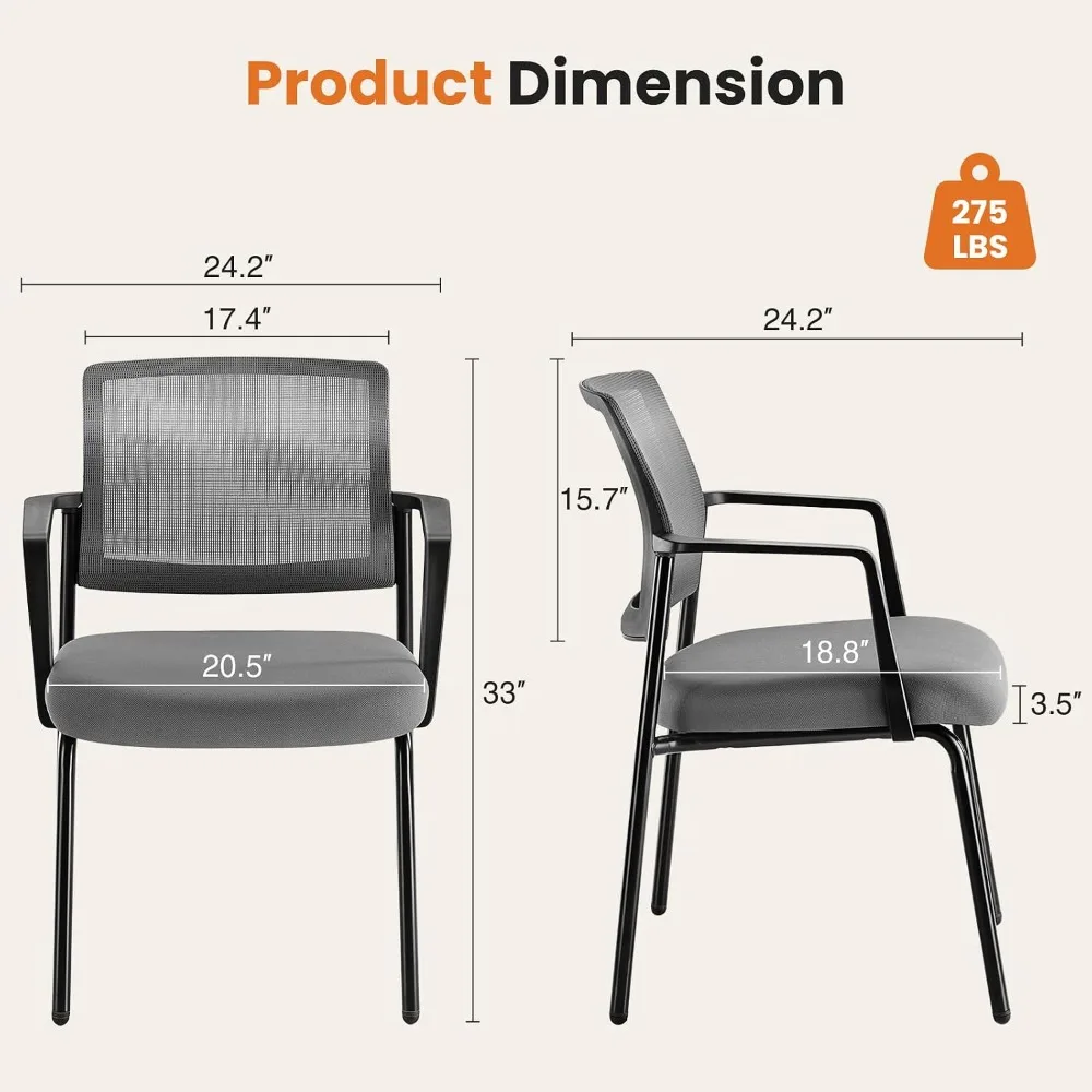 Mesh Back Stacking Arm Chairs - Upholstered Fabric, Sturdy Metal, Easy Storage, Suitable for Home, School, Events