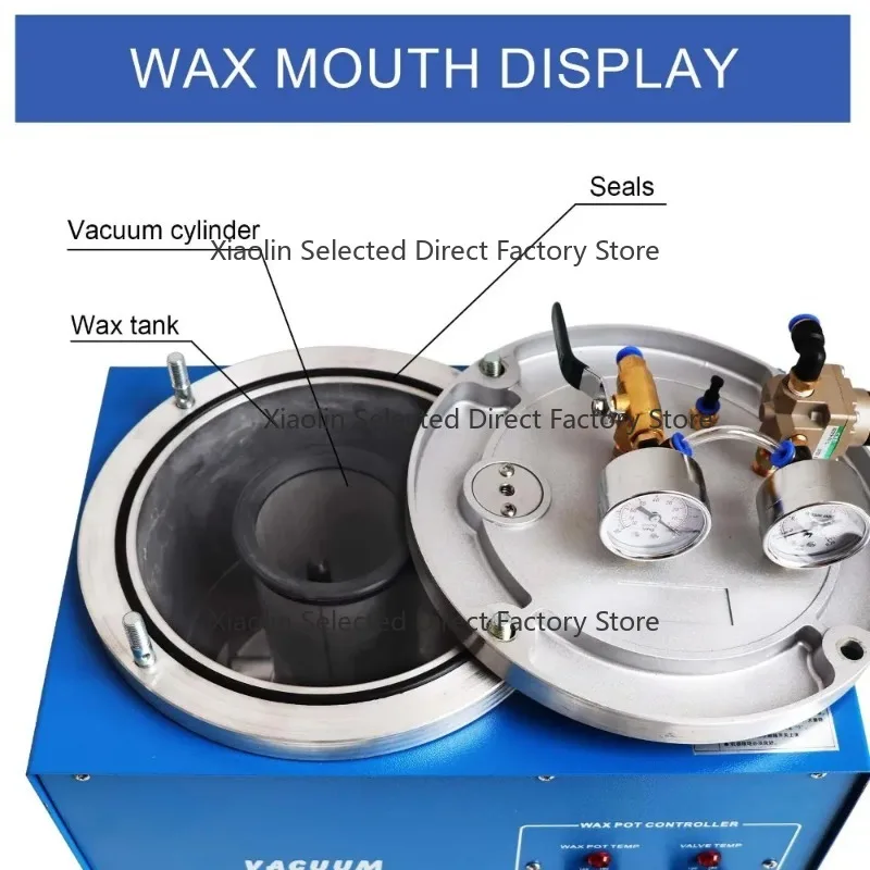 Double Zone 510W Wax Injector 0‑100℃ Independent Tank Valve Control Jewelry Casting Wax Injection Equipment