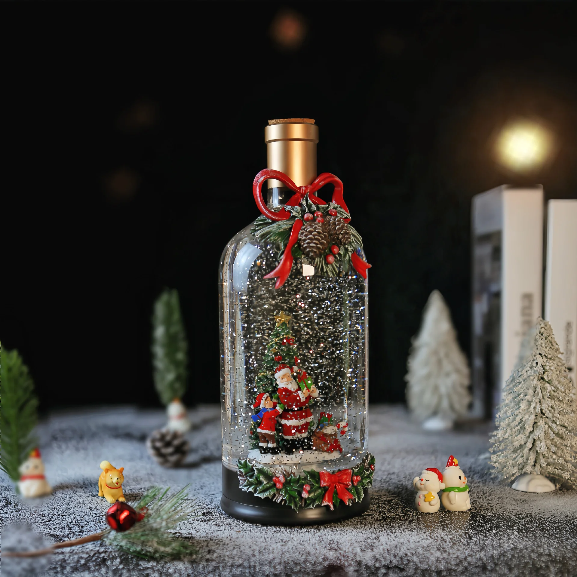 New Creativity Message In A Bottle Music Box Luminous Crystal Ball Desktop Ornament Living Room Bedroom Christmas Decorations