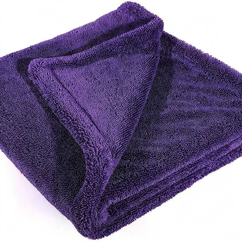Solid Purple Twist Loop Microfiber Towel Reusable Scratch-Free Car Motorcycle Wash Detailing Absorbent Drying Rag