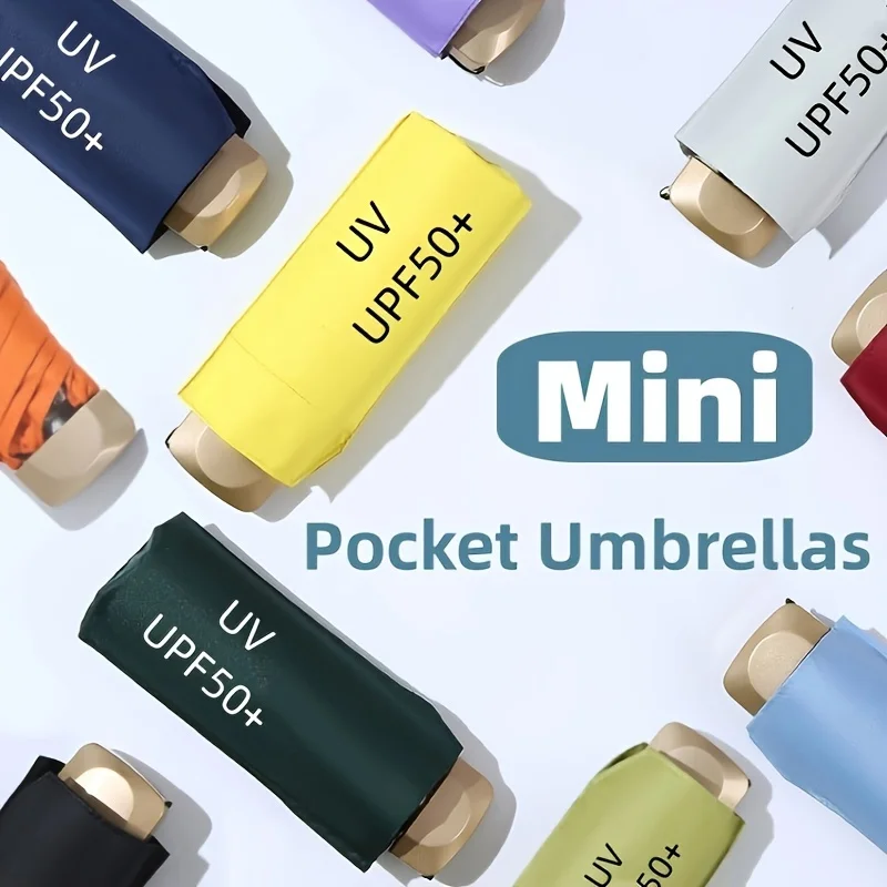 Mini guarda-sol pequeno bolso chuva guarda-chuva de viagem vinil dobrável guarda-chuva proteção uv sombra de sol bolso guarda-sol cápsula kombin