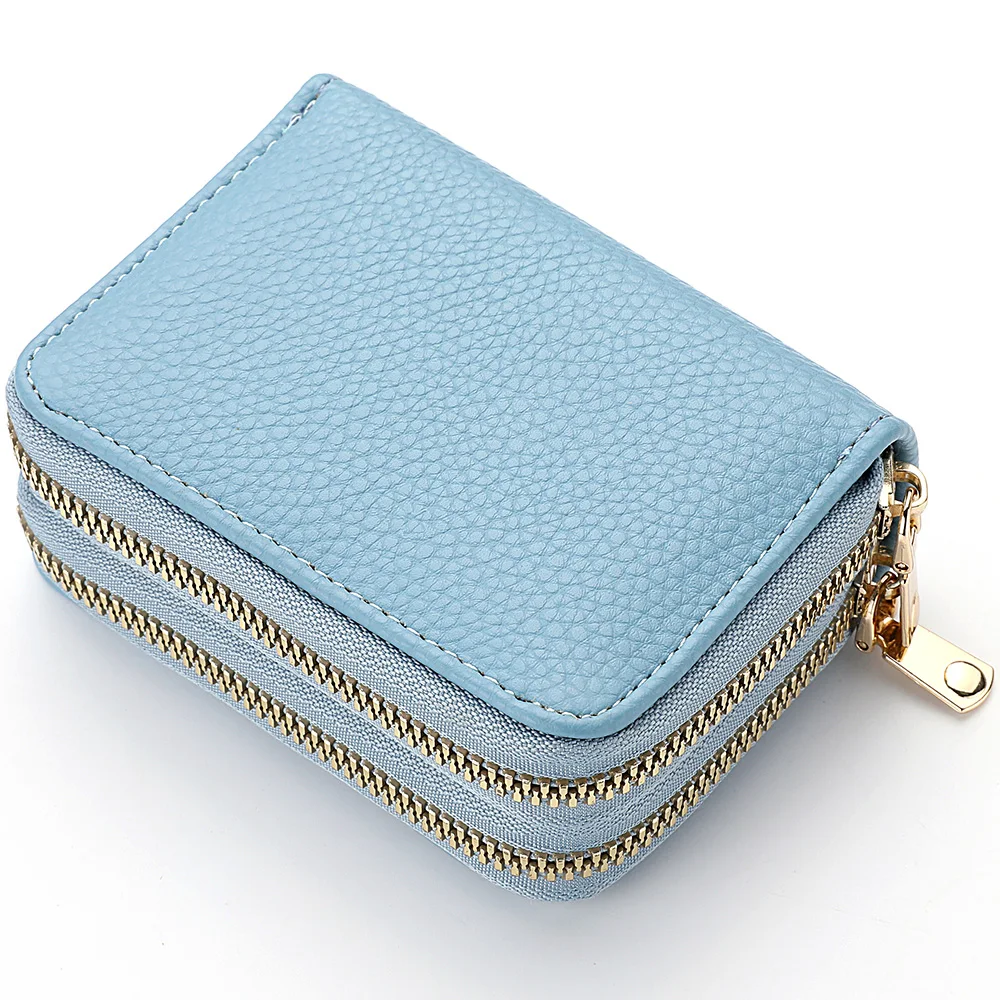 Kurze Geldbörse für Damen, Kartenhalter mit Litschi-Aufdruck, PU-Leder, Bank, Kreditkarte, Ausweishalter, Münztasche mit Reißverschluss – Detail 2