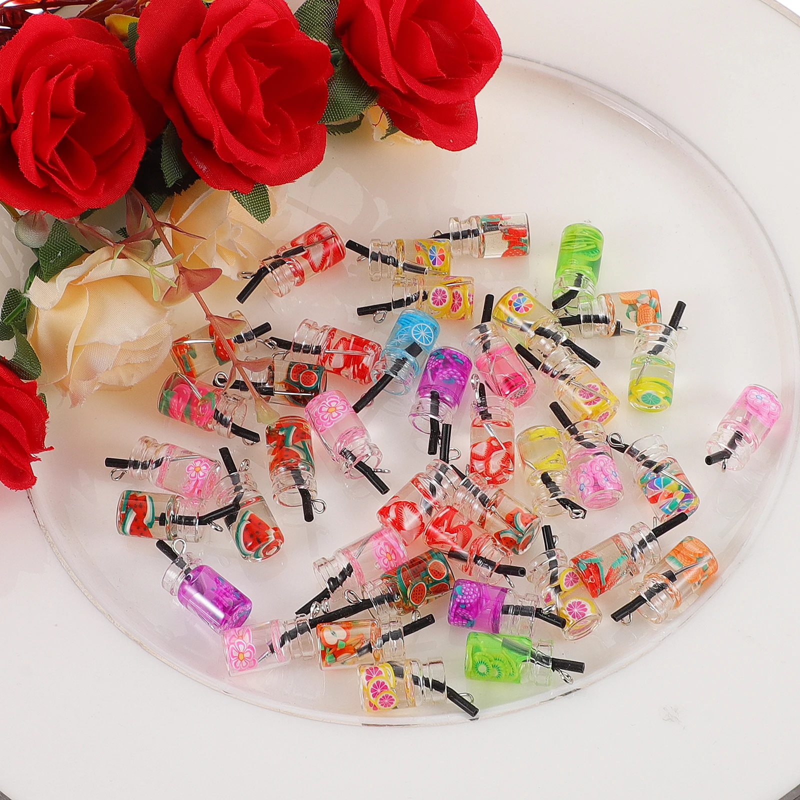 

40pcs Acrylic Pendant Charms Cute Coffee Cup Fruit Drink Jewelry Making Crafts Accessories DIY Necklace Bracelet Keychain