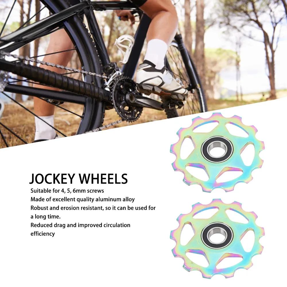 2PCS Aluminum Alloy Bike Rear Derailleur Wheel Lightweight with Adapter Sleeves Bike Guide Roller