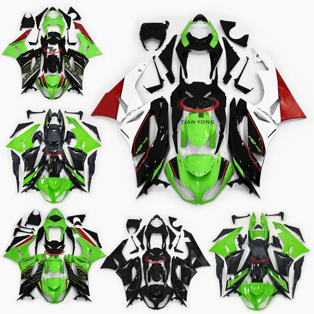 For ZX6R 2009 2010 2011 2012 Cowling Bodywork Multiple collections of glossy green prints Motorcycle Full Fairing Kit