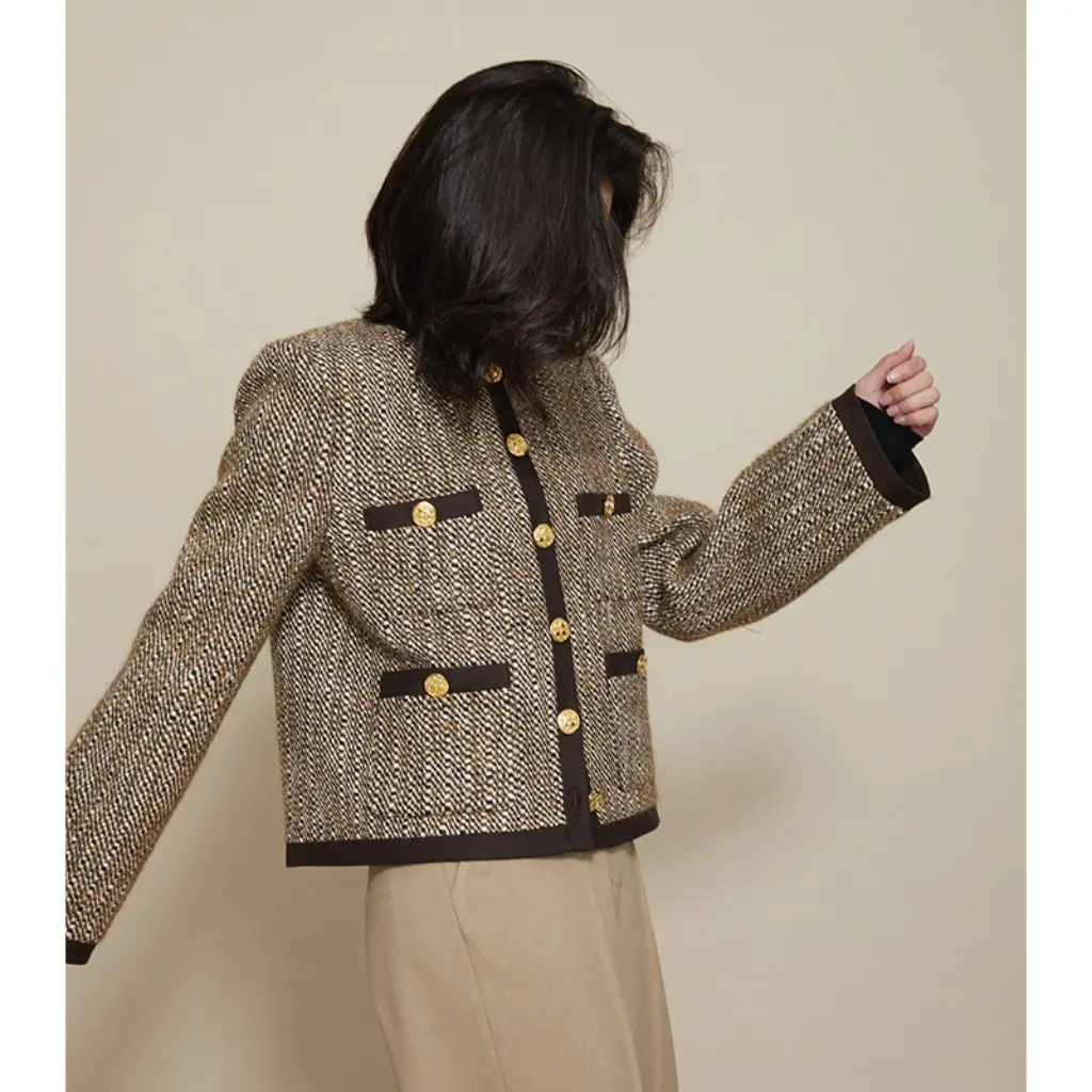 

Women's Alpaca Wool Woven Style Coat Elegant Vest Suit for Spring And Autumn Spot Shen Million Same Style