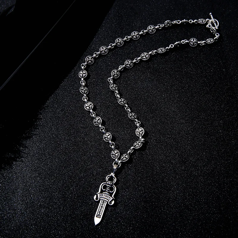 1pcs Vintage Punk Cross Jesus Fish Christian God Pendant Necklace 60cm Stainless Steel Chain Fashion Jewelry Wholesale Sales