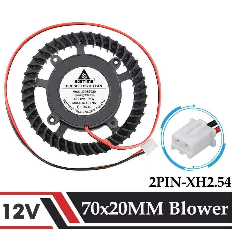 7 مللي متر المبرد مروحة 70 سنتيمتر لتنقية المبرد مروحة 7020 فرش مروحة التبريد GDSTIME تيار مستمر 12 فولت برودة 70x70x20 مللي متر الطرد المركزي توربو منفاخ