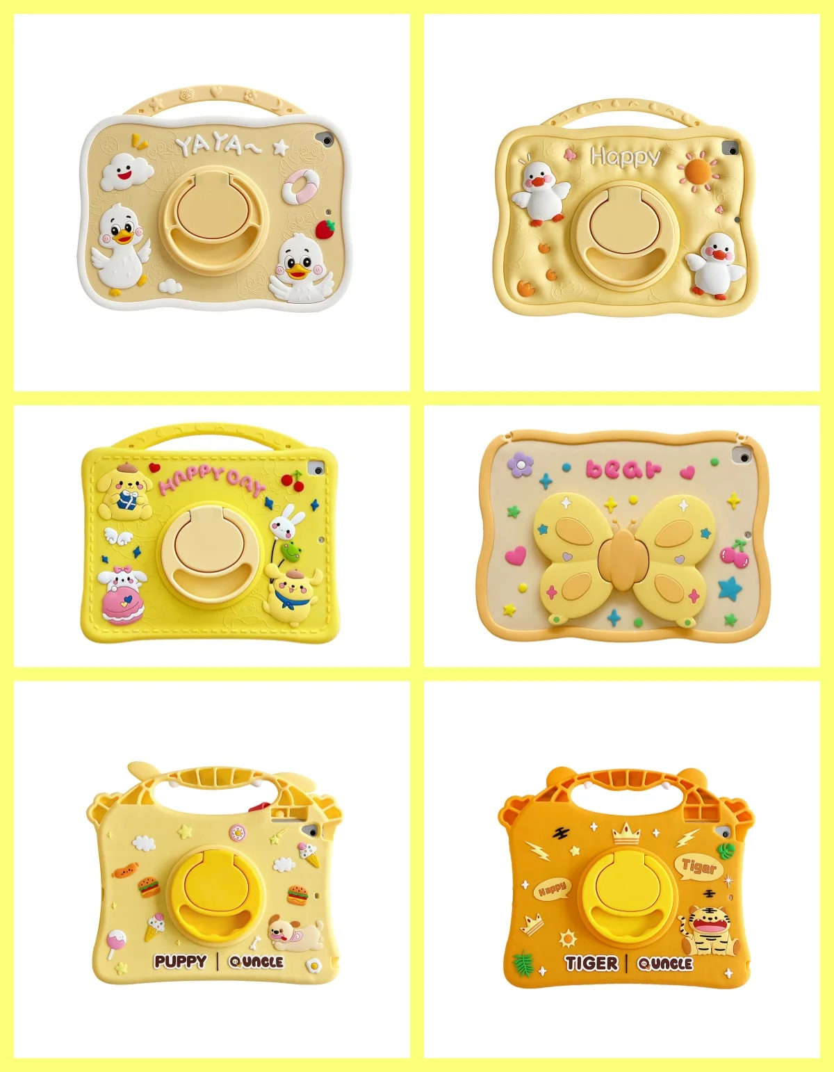 

Portable Yellow Dog Soft Silicone Tablet Case For IPad 9 8 th Air 10.9inch Pro11 inch mini6 7 360-degree rotating stand case