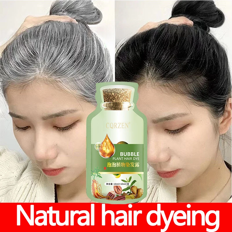 Natural Herbal Hair Dye Shampoo Covering White Hair Color Nonirritating Repair Gray White Darkening Fashion Hair Care Women Men