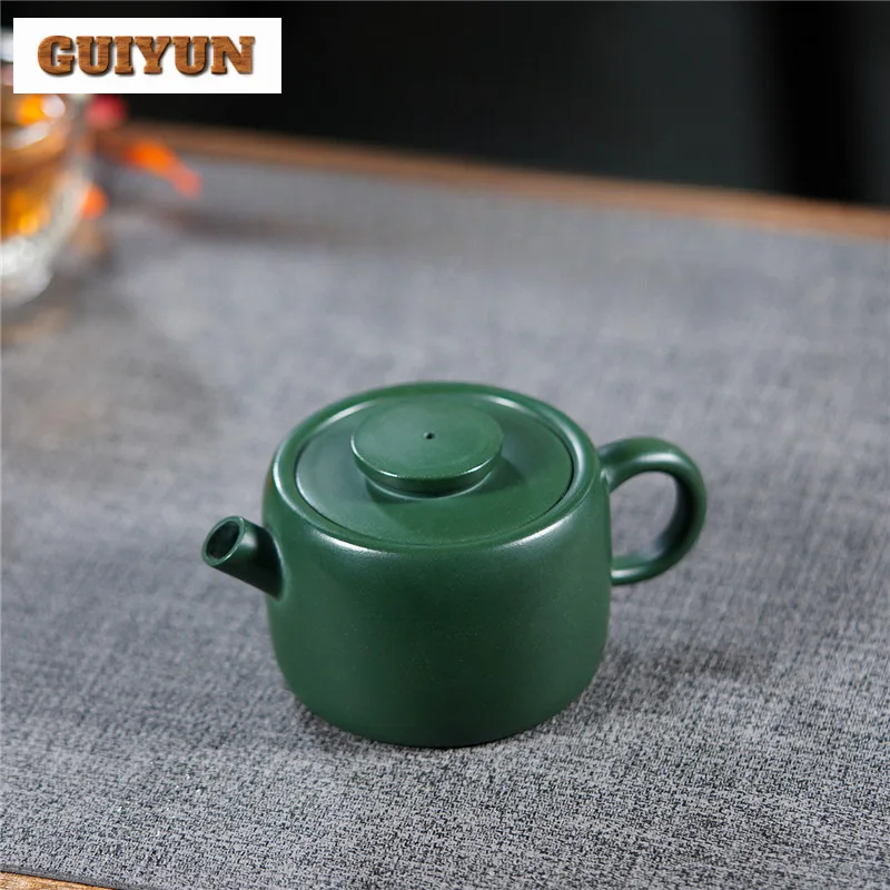 150ml Exquisite Yixing Purple Clay Teapots Handmade Gun Nozzle Pot Raw Ore Dark Green Mud Kettle Zisha Tea Set Craft Collection