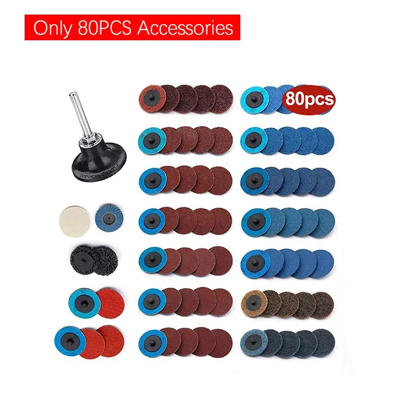 45/51/80PC Sand Paper Angle Grinder Polishing Grinding Sanding Disc with Roll Lock Disc Pad Holder for 1/4 Air Angle Die Grinder