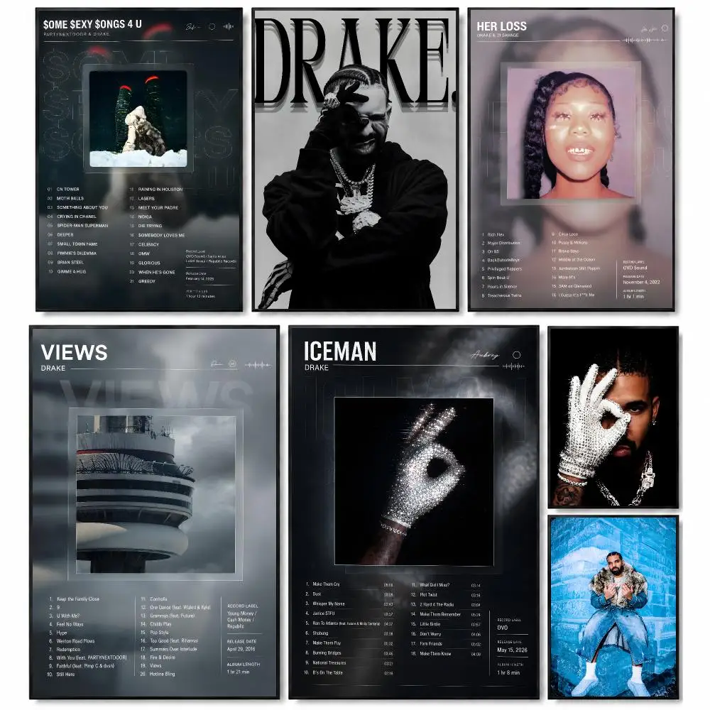 Rapper Popular D-Drake Poster Self-Stick Bedroom Dorm Office Gaming Room Studio Decor Gift