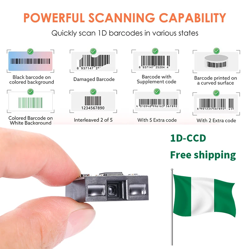 EVAWGIB 1D Barcode Scanner Module TTL Interface Continuous Scanning Factory Direct Sell Cheaper 1D CCD Barcode Reader Module