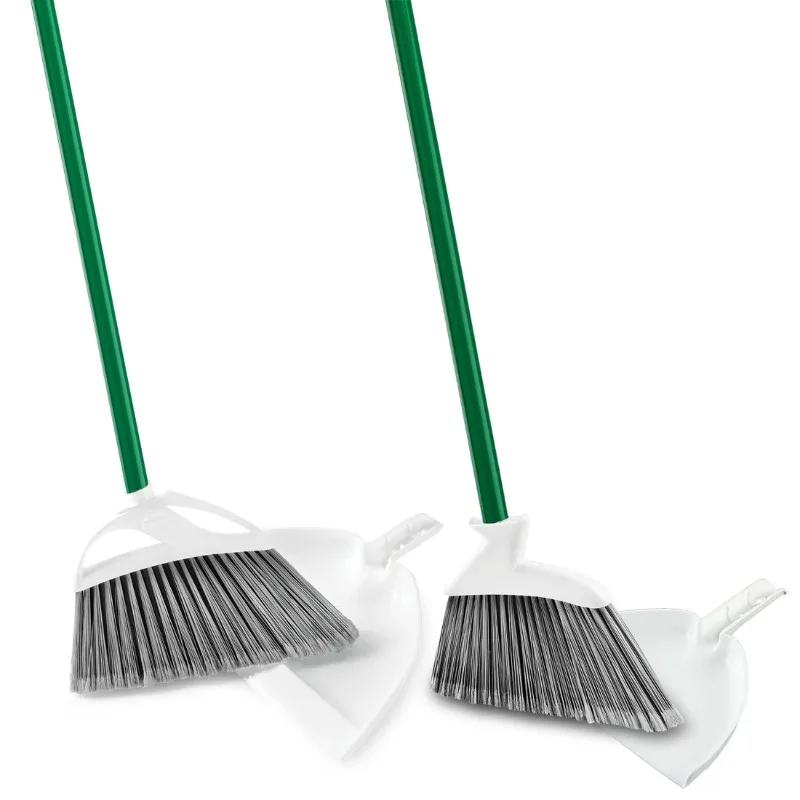 

Angle Brooms and Dust Pans Value Pack Green / White Steel Handle (2 Brooms 2 Dustpans)