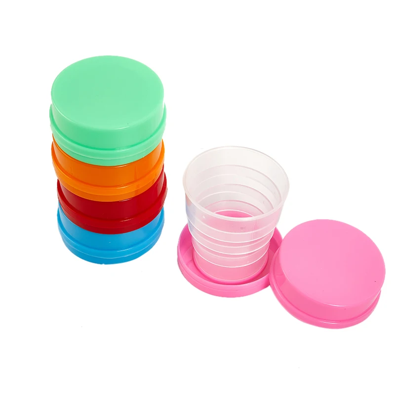 1PC Orange Portable Retractable Collapsible Cup Water Tea Cup Outdoor Travel Plastic Folding Cup -New