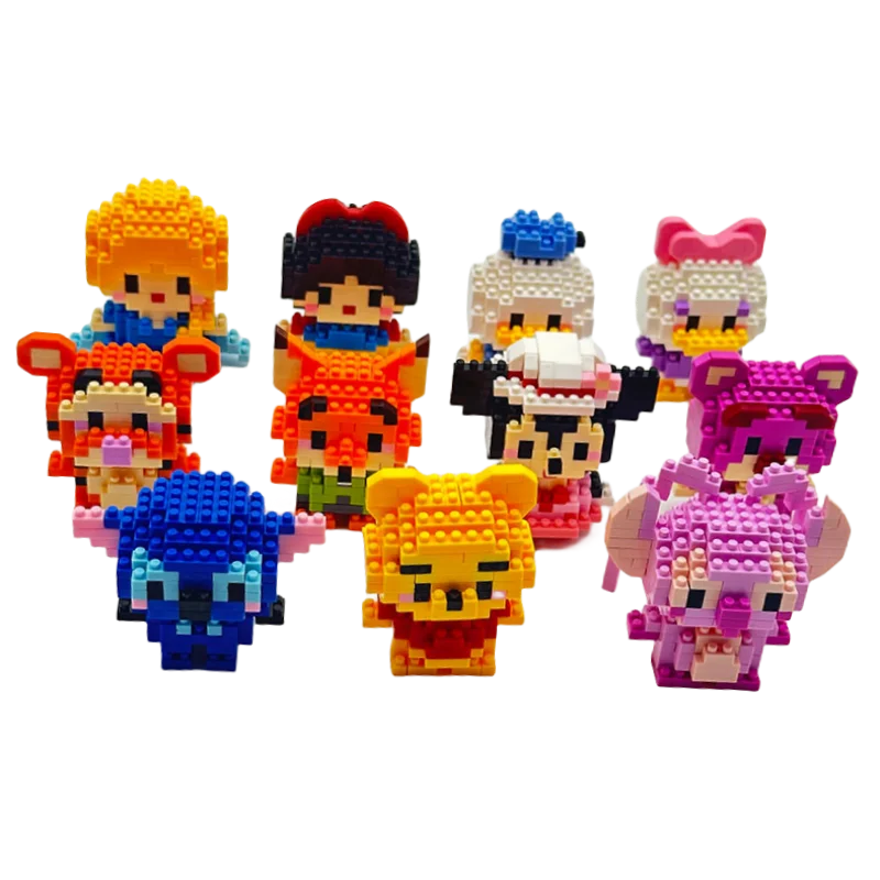 Stitch Princess Building Block Mini Action Figure Doll Model Mickey Mouse Blocks Bricks Assemble Toys For Kids Birthday Gifts