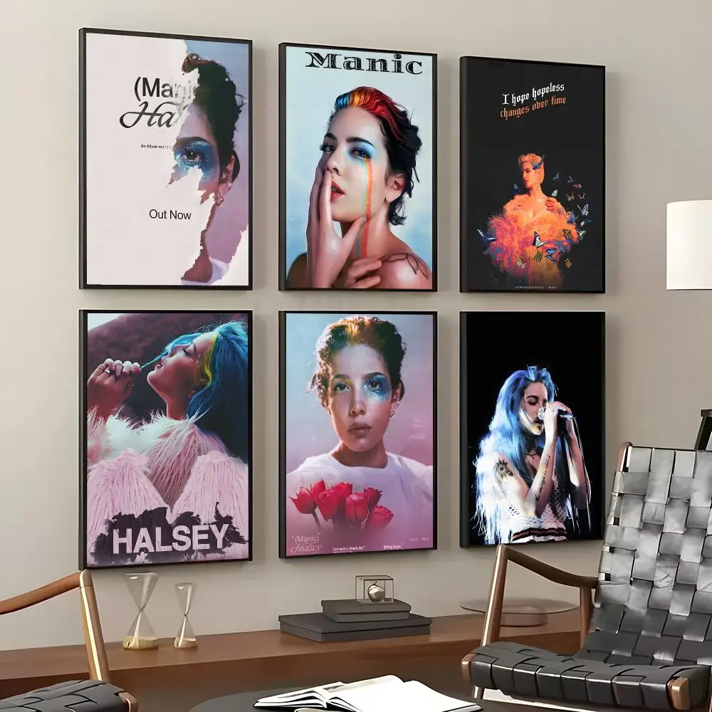Singer Halsey Poster Self-Adhesive Waterproof Wall Stickers, Coffee Bar Home Wall Decor