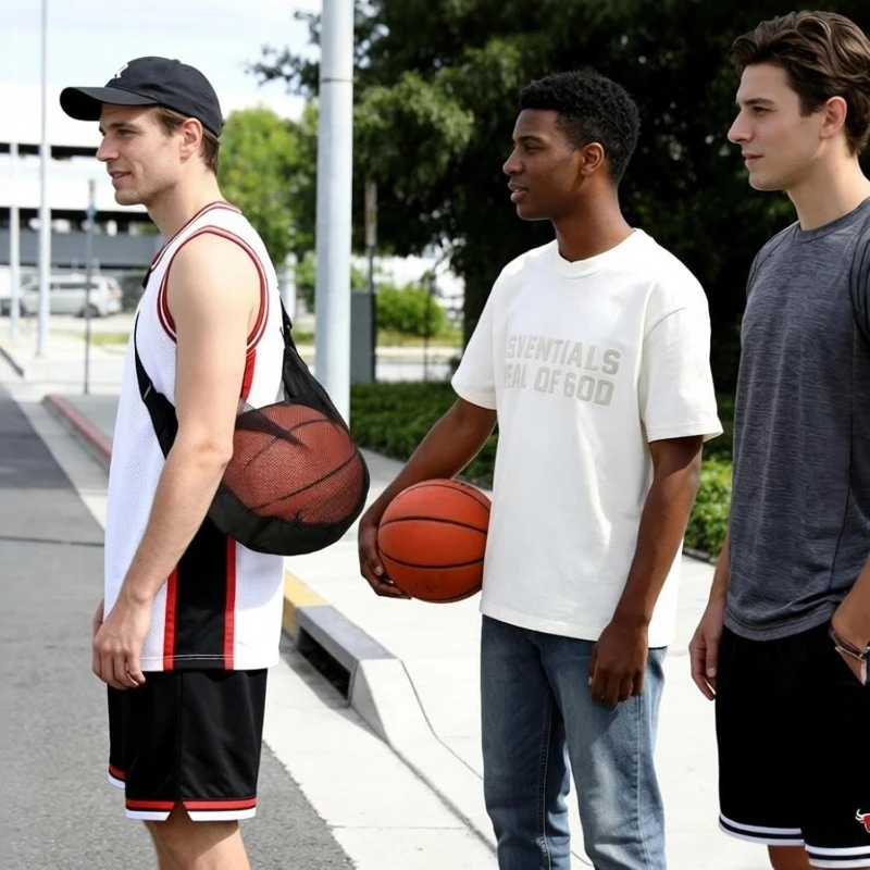 Anti-Tear Mesh Durable Single Ball Bag Fits Size 7 Basketball Soccer Volleyball Crossbody Carrier With Adjustable Strap & Zipper view 6