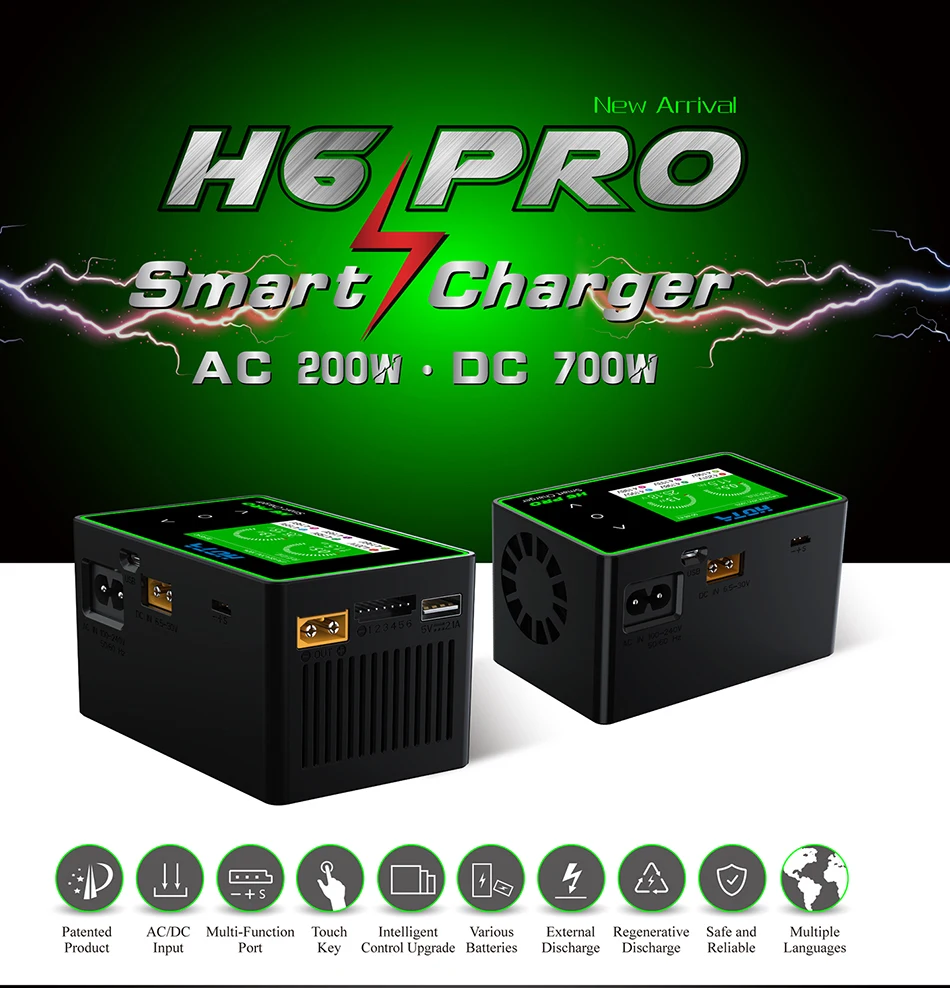 HOTA h6 Pro Duo AC 200W DC 700W 26A Mini Battery Charger 1-6S Lipo NiMh Li-ion Ni-Cd Digital RC Balance Charger Discharger - image 1 of 6