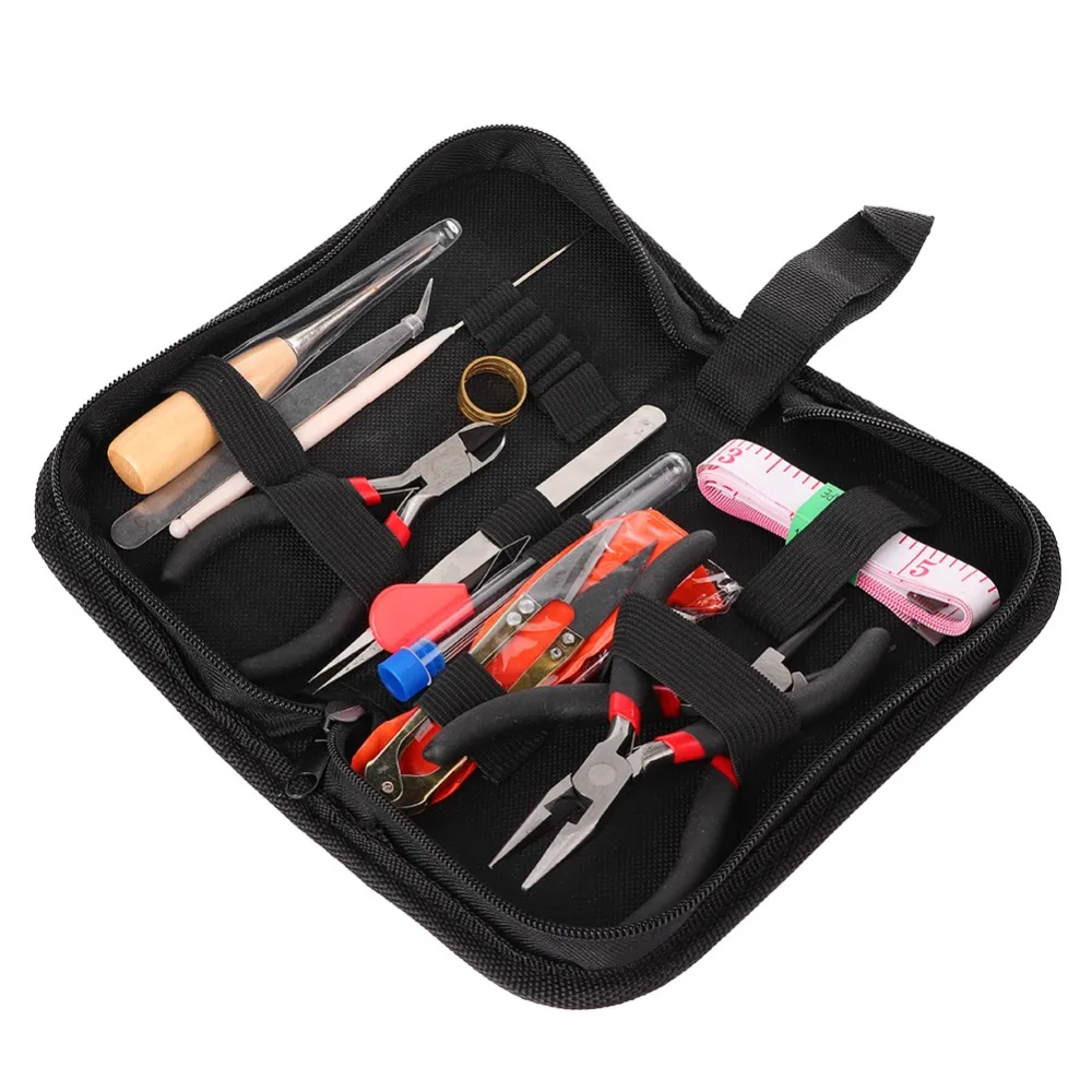 

14pcs Professional Metal DIY Jewelry Tools Black Mini Design Mini Scissors Pliers Handmade Tool Kit Handicraft Projects