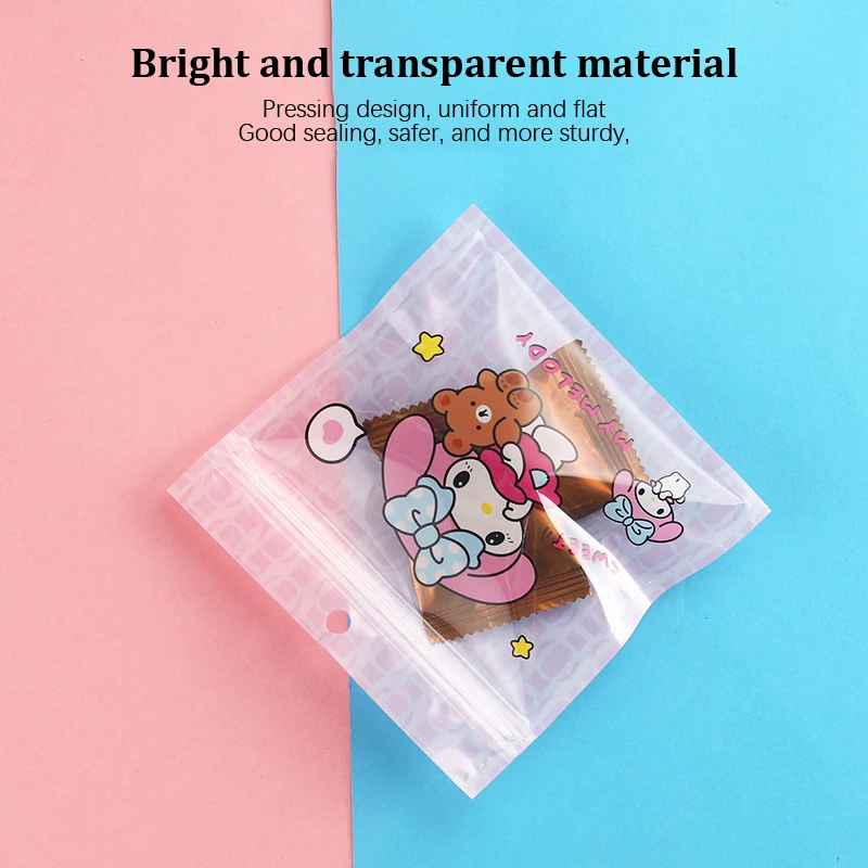 10Pcs Creative Kawaii Cute Cartoon Candy Cookies Ziplock Bag Snack Packaging Bag Multifunctional Ziplock Bag Festivals Gifts