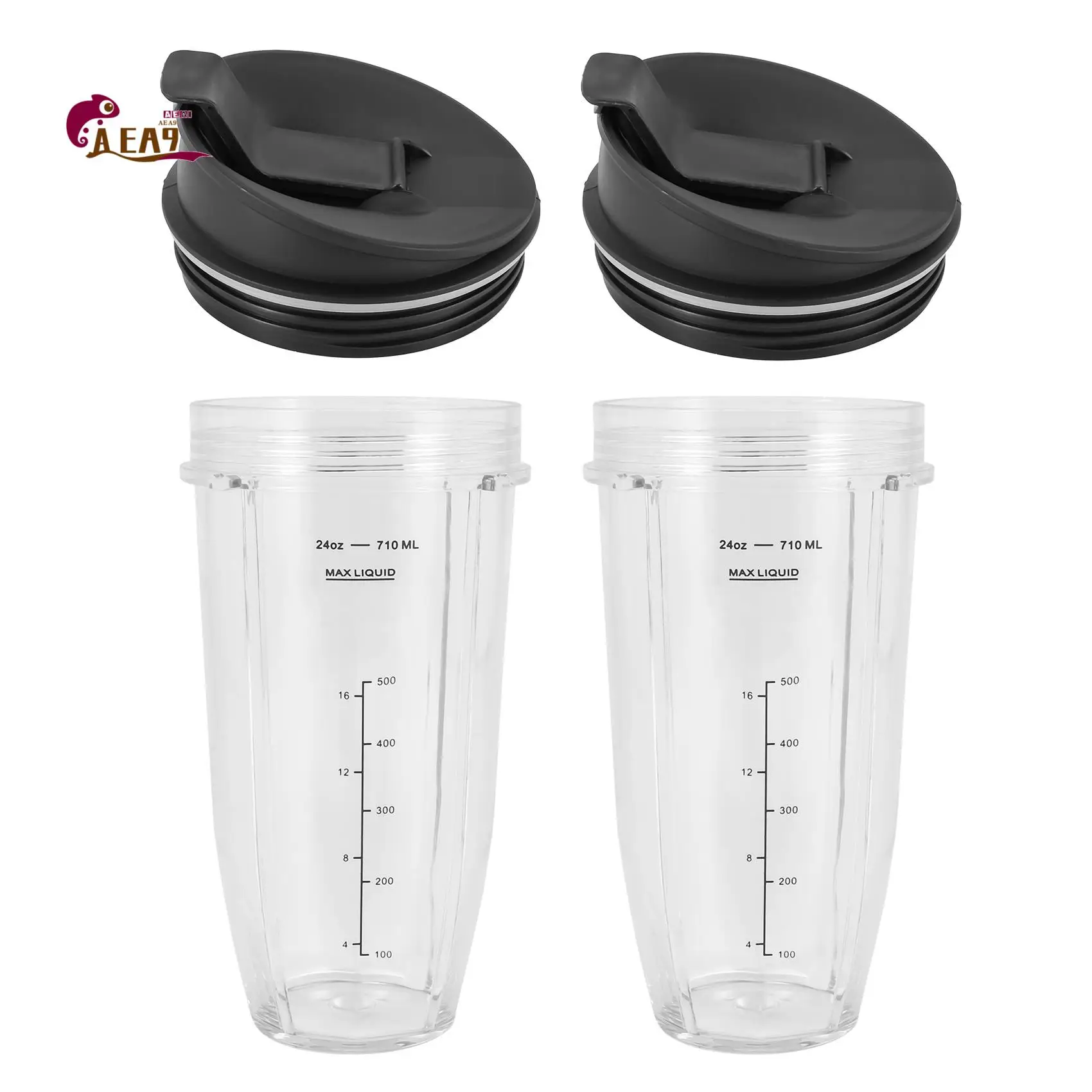 

AEA9-2 Pack Replacement 24Oz Cup With Spout Lid For Nutri Ninja Auto IQ Series Blenders With BL450/BL454/BL456/BL480/BL481