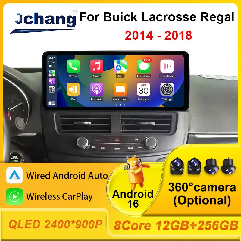 Car Radio for Buick Lacrosse Regal 2014 - 2018 Navigation GPS Stereo CarPlay Android Auto Accessories Video Multimedia Player BT