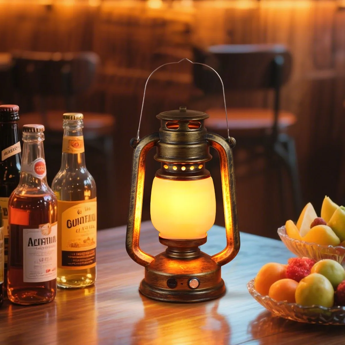 

Rechargeable bar table lamp, creative retro camping lamp, decorative table lamp, outdoor vintage kerosene lamp