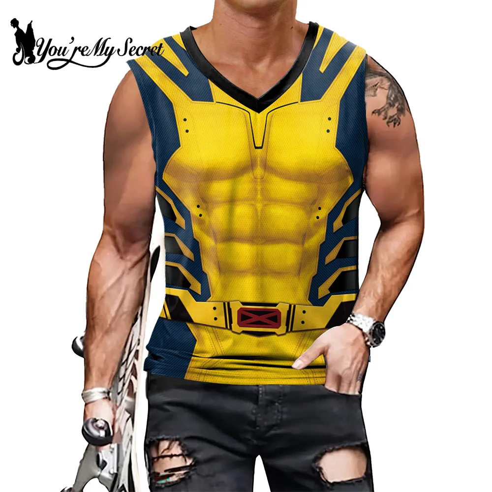 [You\'re My Secret] Deadpool Cosplay Wolverine Cosplay Superhero Printed Vest Comic Compression Workout Bodybuilding Tank Tops